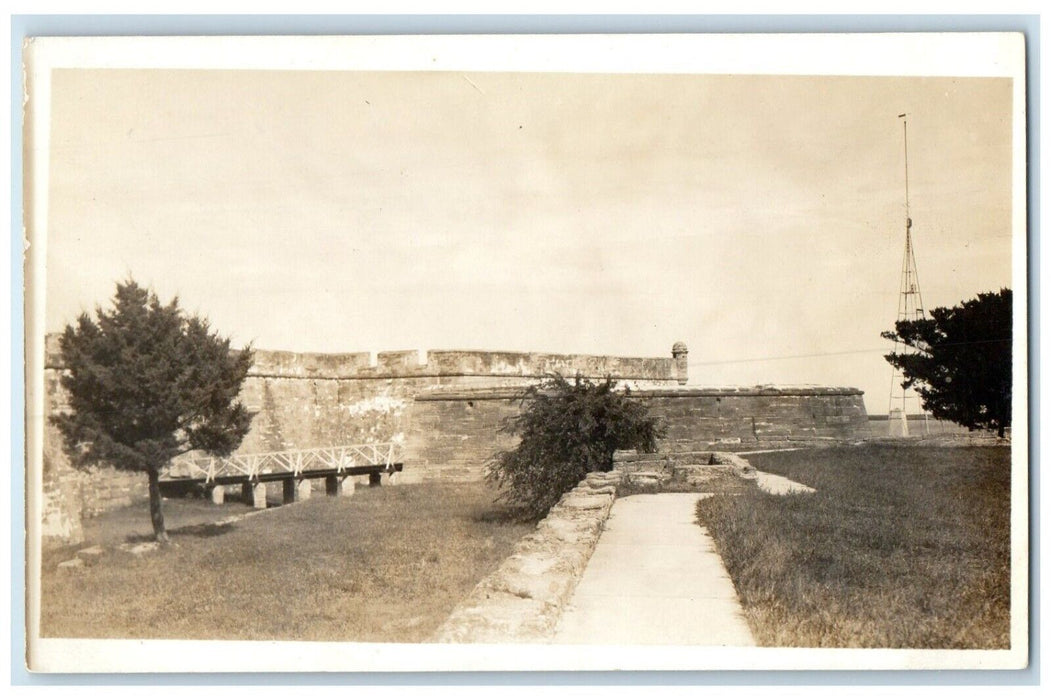 c1910's Fort Marion Bridge Scene St. Augustine Florida FL RPPC Photo Postcard