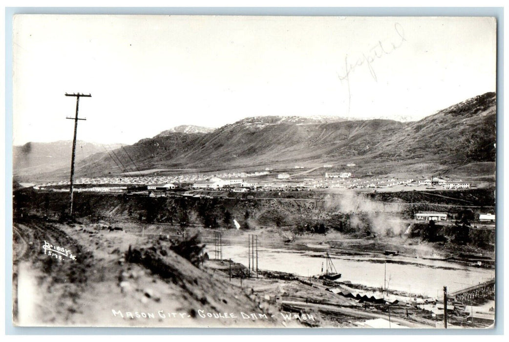 c1930's View Of Mason City Coulee Dam Washington WA RPPC Photo Vintage Postcard