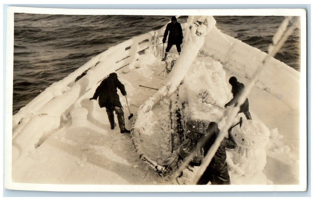 c1910's Ship Covered Snow Winter Alaska AK RPPC Photo Unposted Antique Postcard