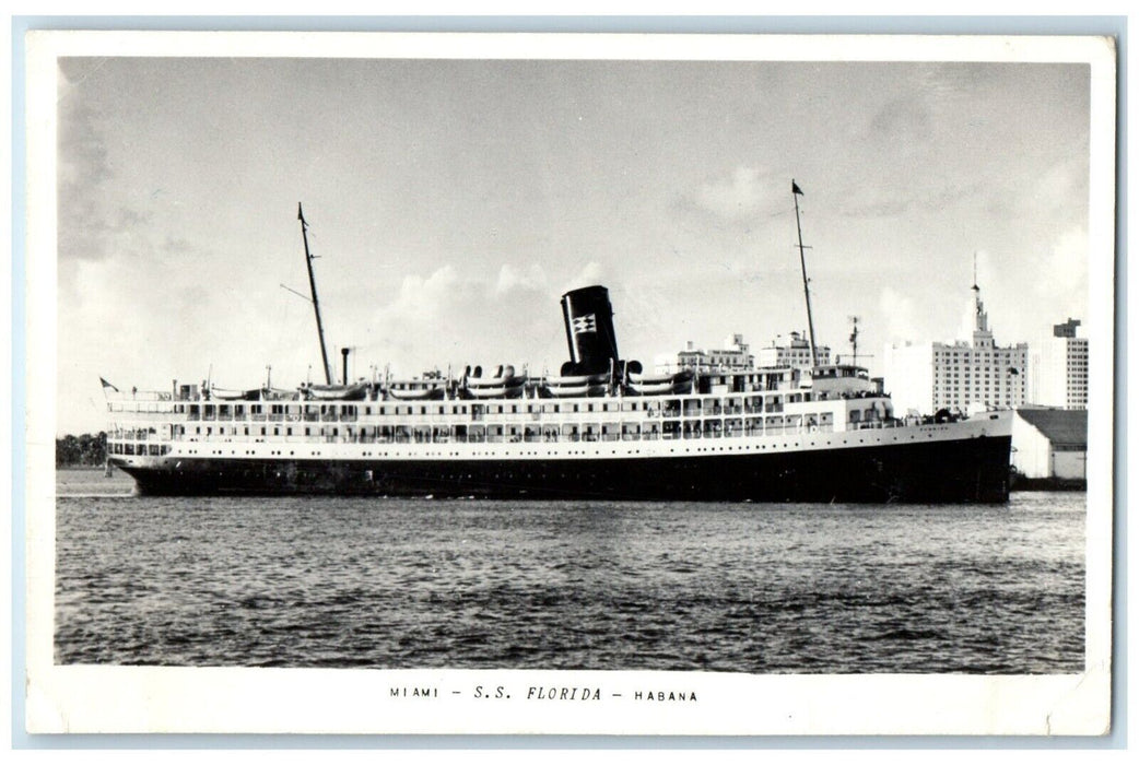 c1950's Miami Steamer Ship SS Florida Habana RPPC Photo Vintage Postcard
