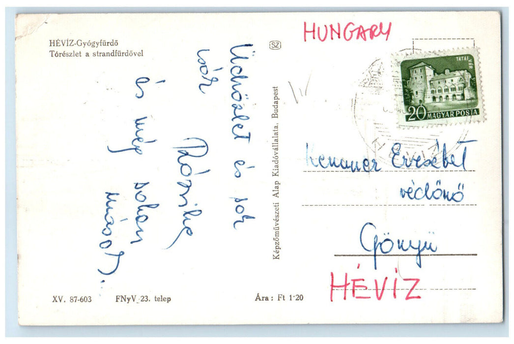 c1940's Reszlet with Strandfurdo Heviz-Gyogyfurdo Hungary RPPC Photo Postcard