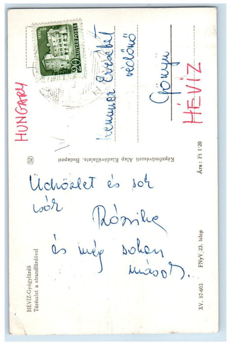 c1940's Reszlet with Strandfurdo Heviz-Gyogyfurdo Hungary RPPC Photo Postcard