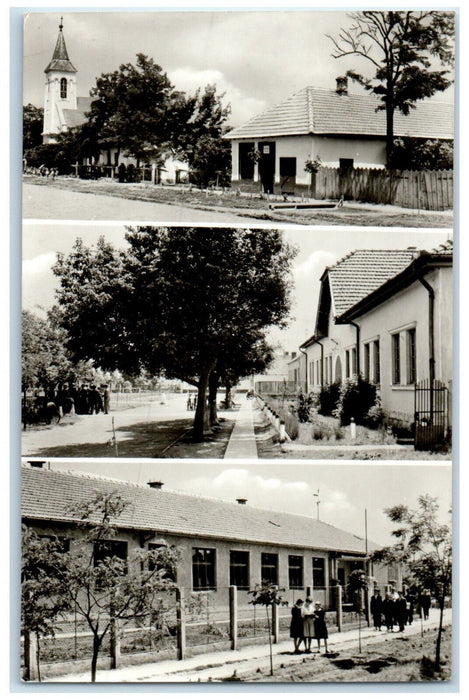 1967 Bucsa Hungary Buildings Road Multiview Posted Vintage RPPC Photo Postcard