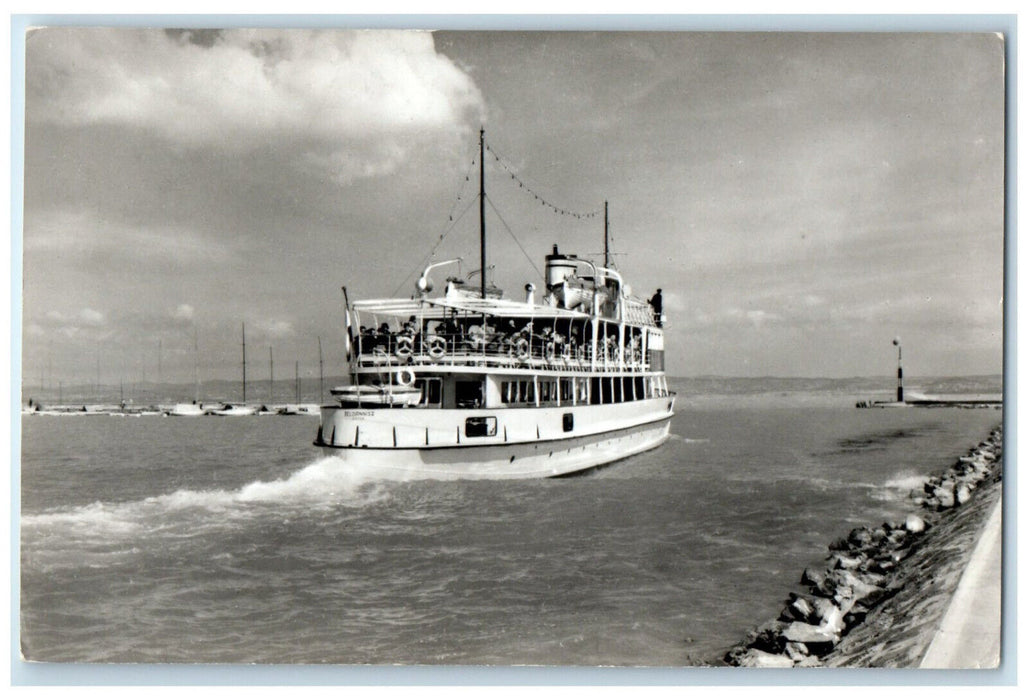 c1940's Greetings from Balatonrol Hungary Steamship RPPC Photo Postcard