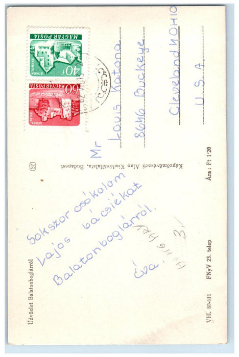 c1960's Greetings from Balatonboglarrol Hungary Multiview RPPC Photo Postcard