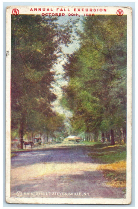 1908 Main Street Stevensville New York NY, Fall Excursion Advertising Postcard