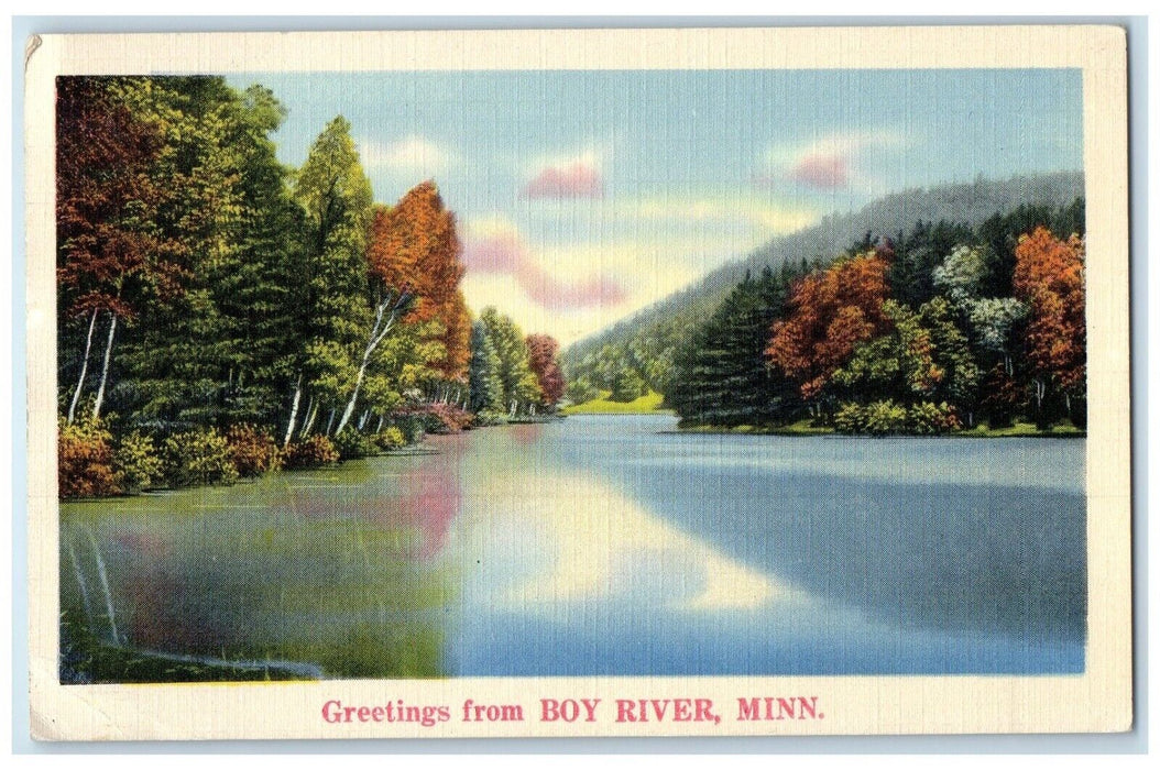 1910 Greetings From Boy River Minnesota MN DPO, Lake View And Trees Postcard