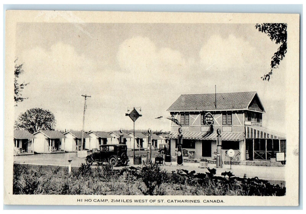 c1910's Hi Ho Camp St. Catharines Canada Cars Gas Station Antique Postcard