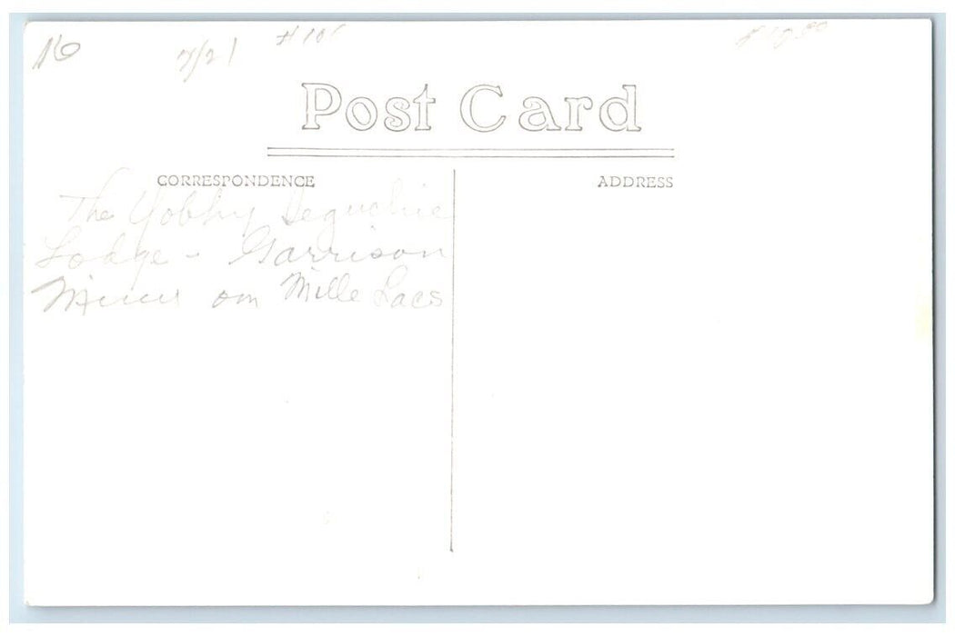 c1940's Seguchie Lodge Mille Lacs Lake Aerial Garrison MN RPPC Photo Postcard