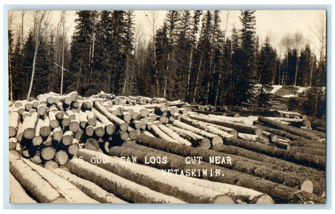 c1907 Logging Camp Forest View Wetaskiwin Alberta Canada RPPC Photo Postcard
