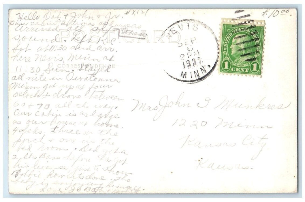 1937 Camp Liberty Cabins Scene Nevis Minnesota MN RPPC Photo Posted Postcard