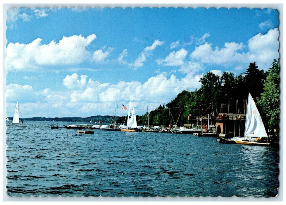 1986 View Of Cazenovia From Lakeland Yacht Lake Cazenovia New York NY  Postcard