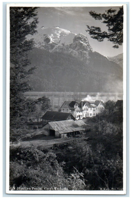 c1930's Mountain Hills Near Hotel en Peulla Techado Chile RPPC Photo Postcard
