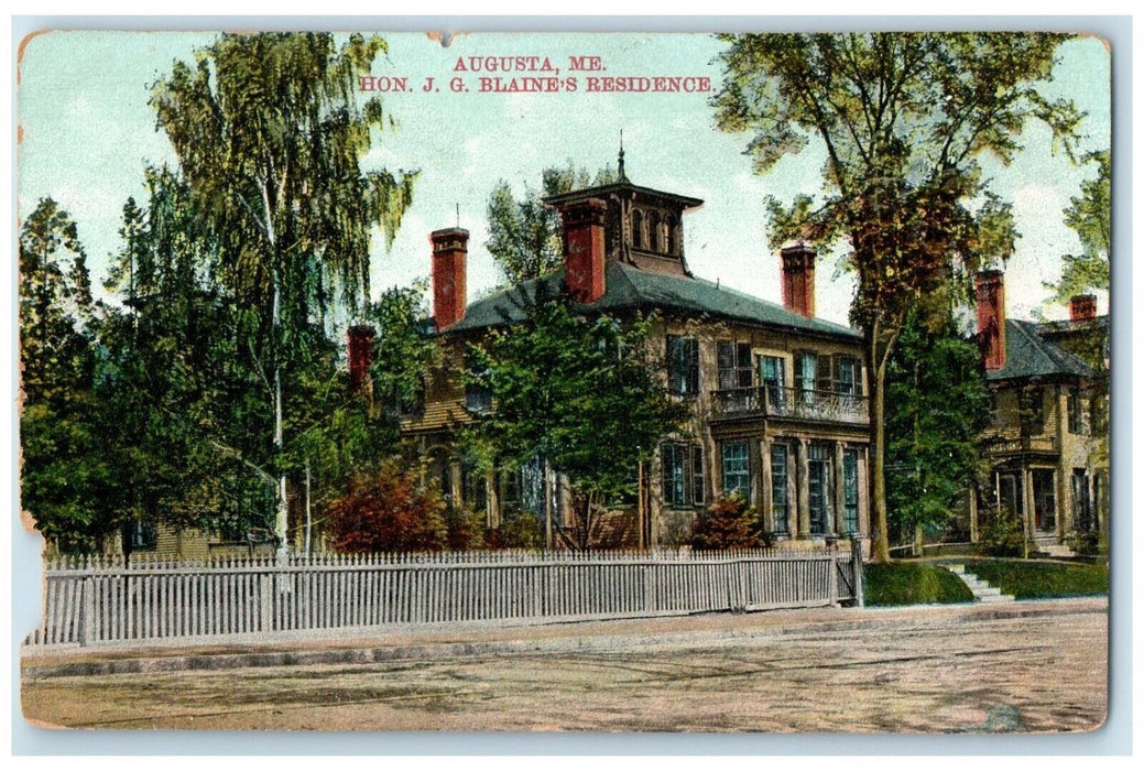 c1910's Hon. JG Blaine's Residence House Augusta Maine ME Antique Postcard