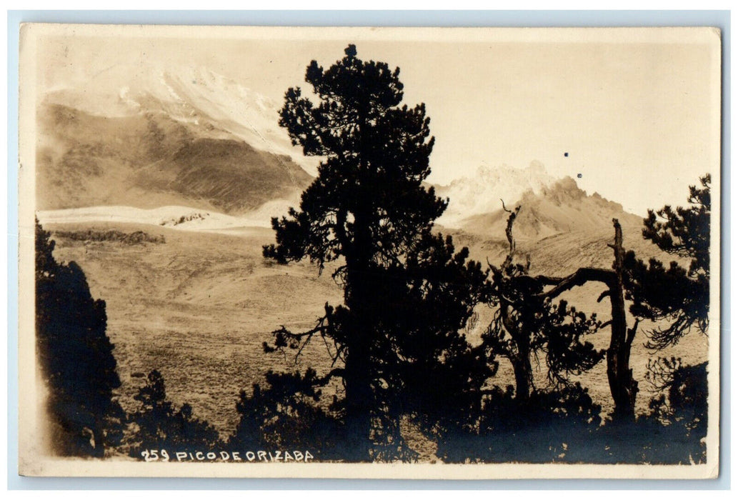 c1920's Pico De Orizaba Stratovolcano in Veracruz Mexico RPPC Photo Postcard