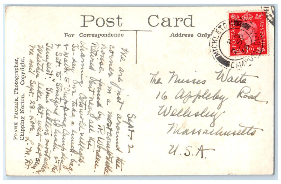 1938 Post Office Corner Mickleton Gloucestershire England RPPC Photo Postcard