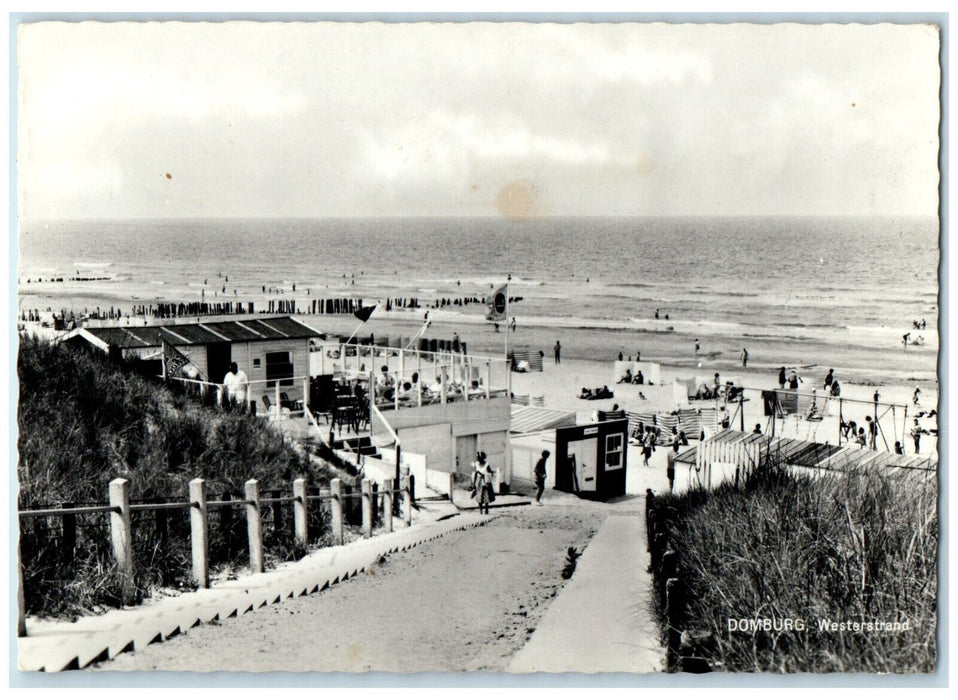 1968 Wester Beach Domburg Netherlands Posted Vintage RPPC Photo Postcard