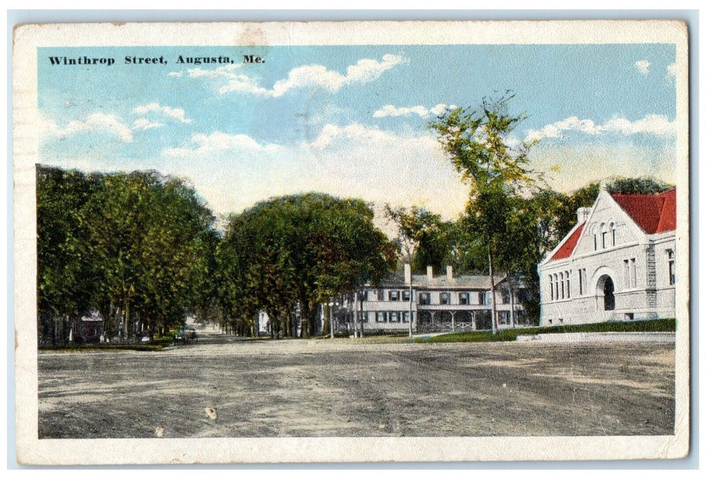 c1910's Winthrop Street Houses Scene Augusta Maine ME Posted Antique Postcard