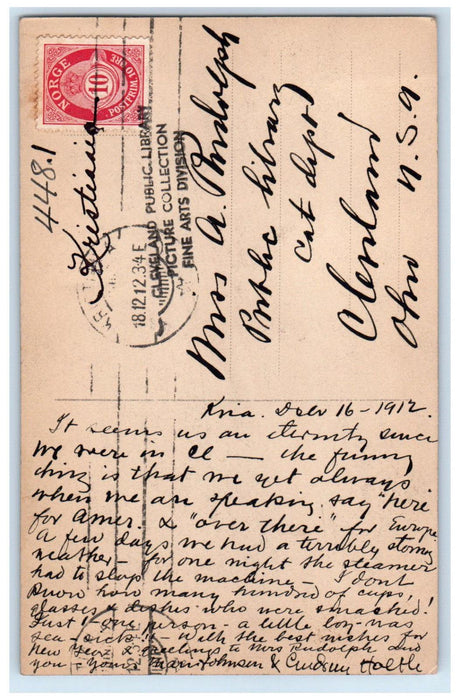 1912 From Kaiser Wilhelm's Christiania Norway Antique RPPC Photo Postcard