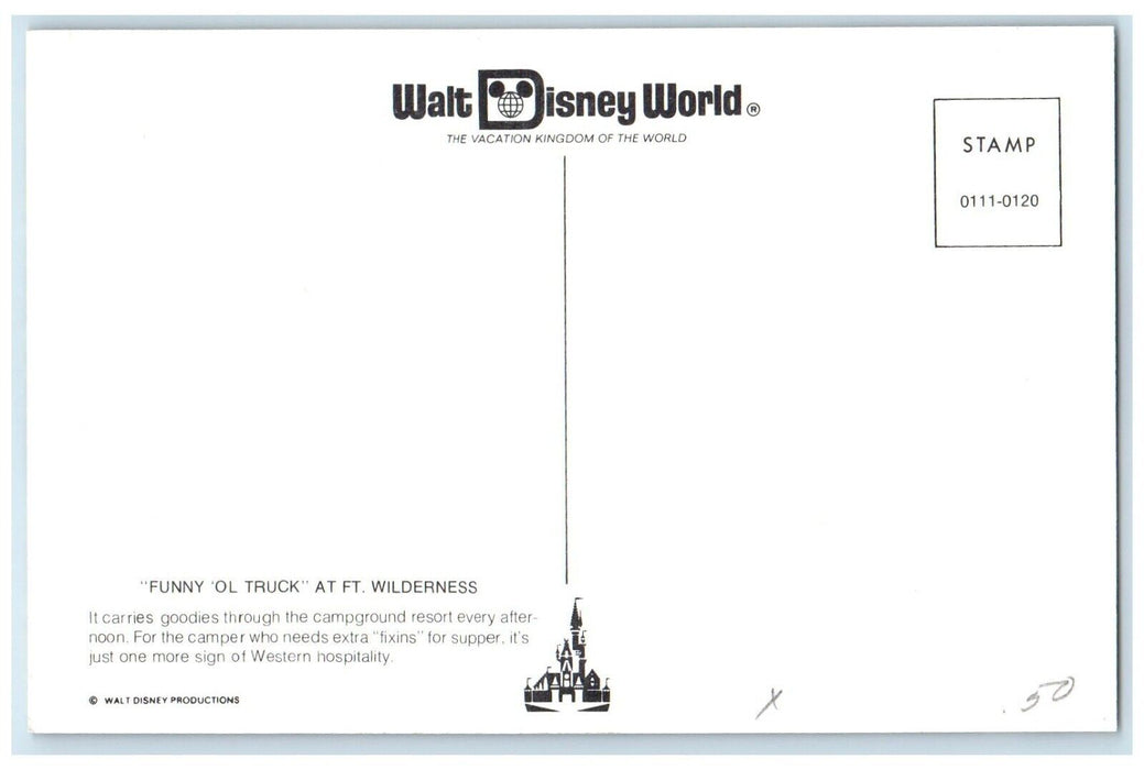 c1960 Funny Ol Truck Wilderness Campground Resort Walt Disney World Postcard