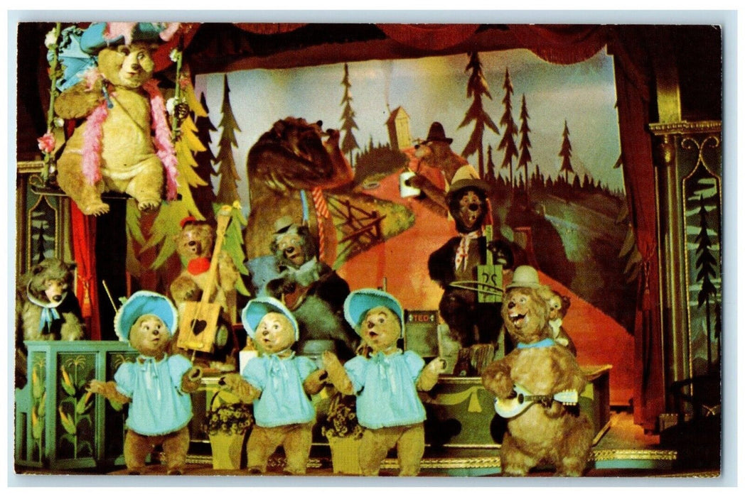 c1960 Country Bear Jamboree Frontierlands Grizzly Hall Troupe Musicals Postcard