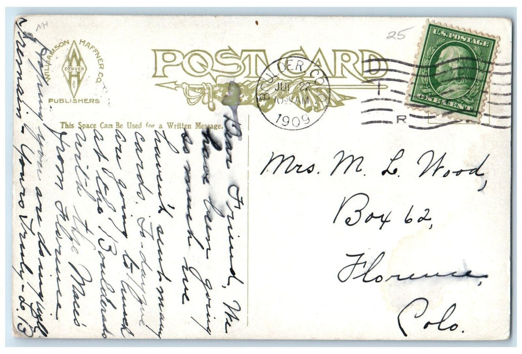 1909 View Of Boulderado Hotel Building Boulder Colorado CO Antique Postcard