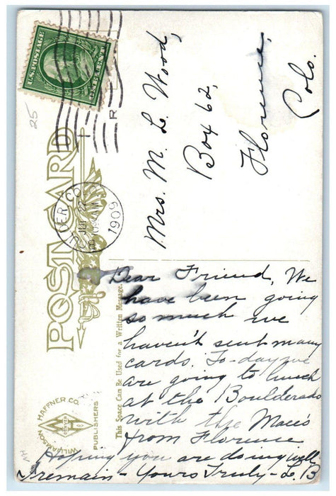 1909 View Of Boulderado Hotel Building Boulder Colorado CO Antique Postcard
