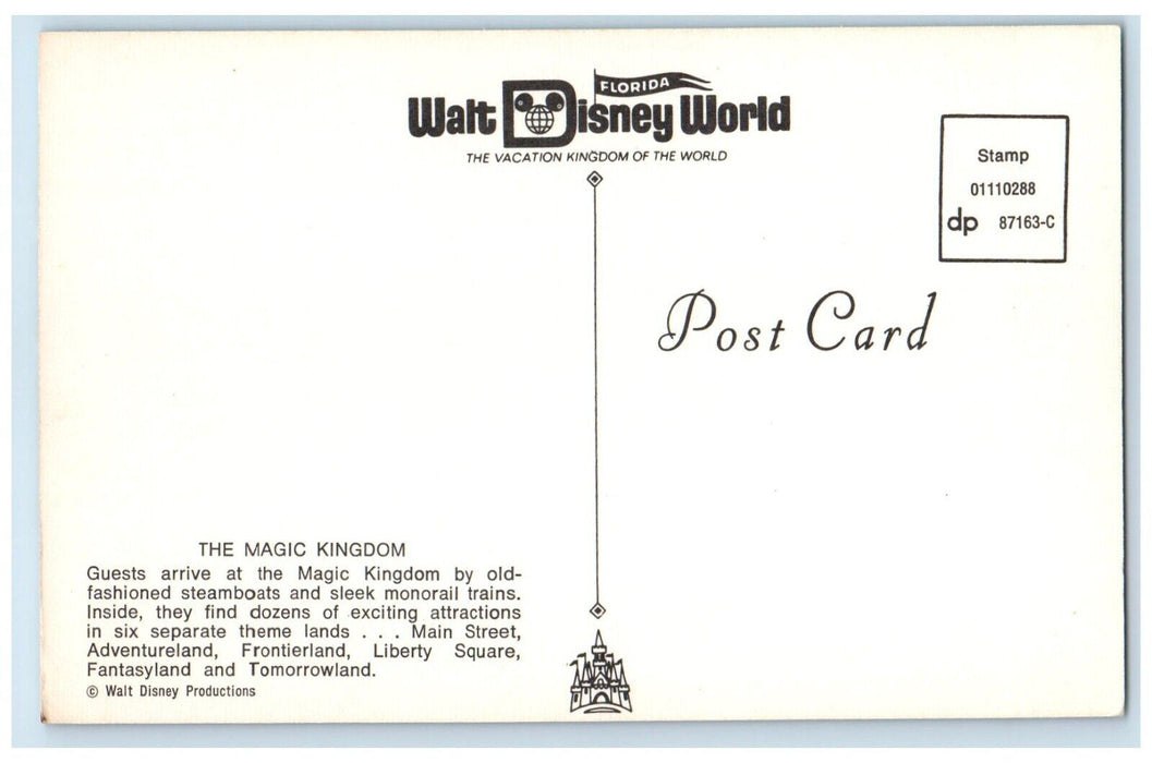 c1960 Magic Kingdom Steamboats Lake Monorail Trains Tomorrowland Disney Postcard