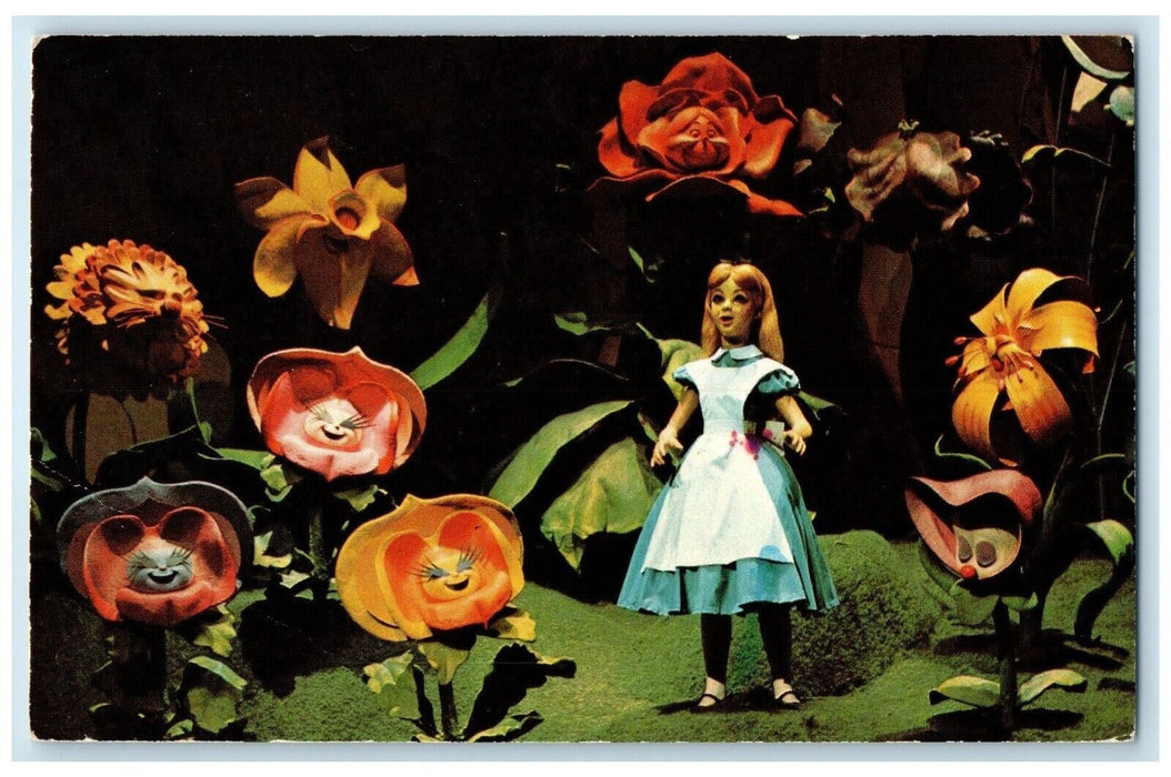 1988 Mickey Mouse Revue Singing Flowers Alice Wonderland Disney World Postcard