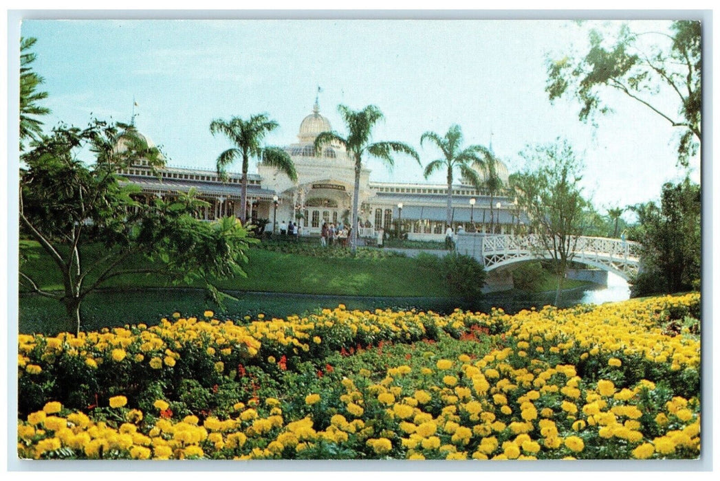 c1960 Crystal Palace Restaurant Beautiful Plaza Canal Walt Disney World Postcard