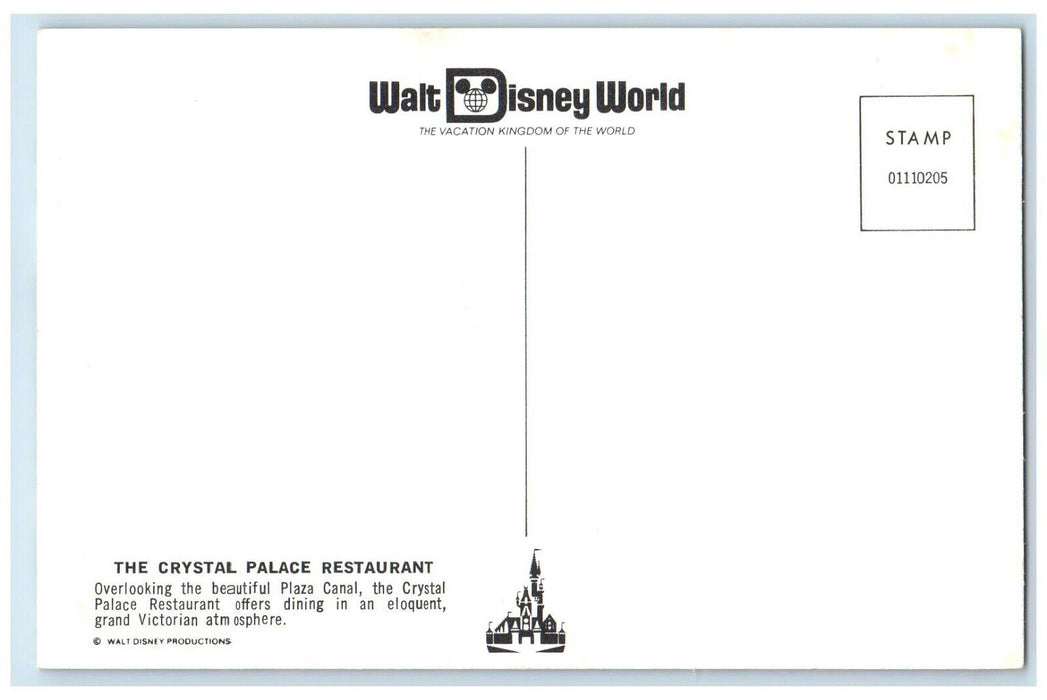 c1960 Crystal Palace Restaurant Beautiful Plaza Canal Walt Disney World Postcard