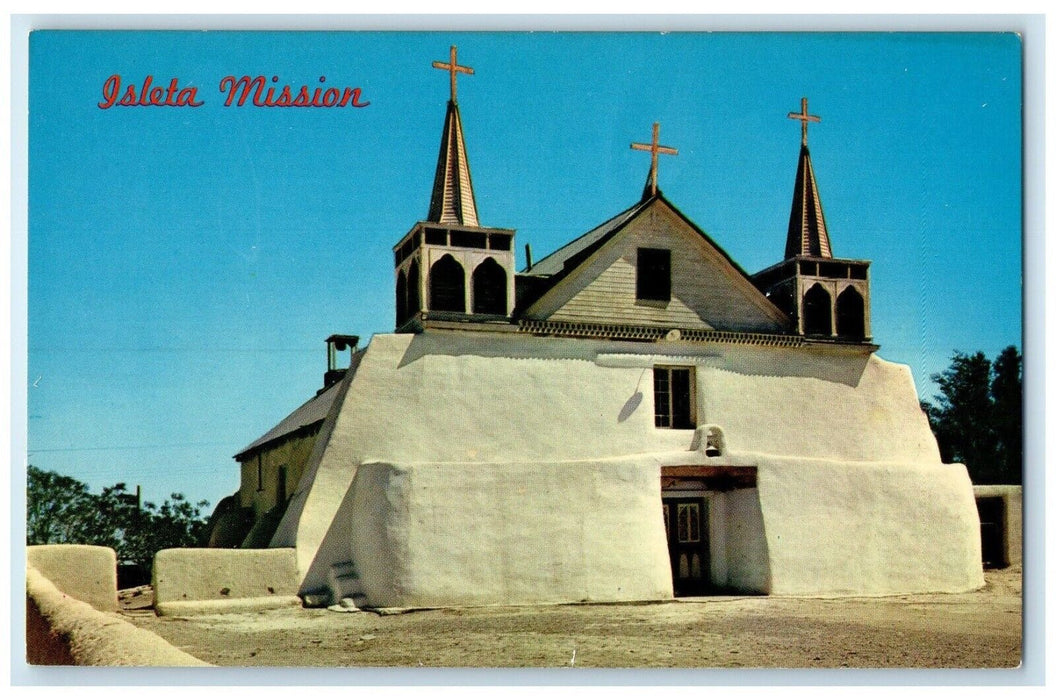 1960 Isleta Mission Isleta Indian Reservation Albuquerque New Mexico NM Postcard