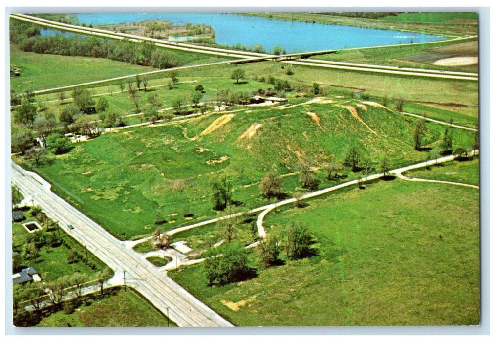 1960 Birds Eye View Cahokia Mounds State Park St Louis Illinois Antique Postcard