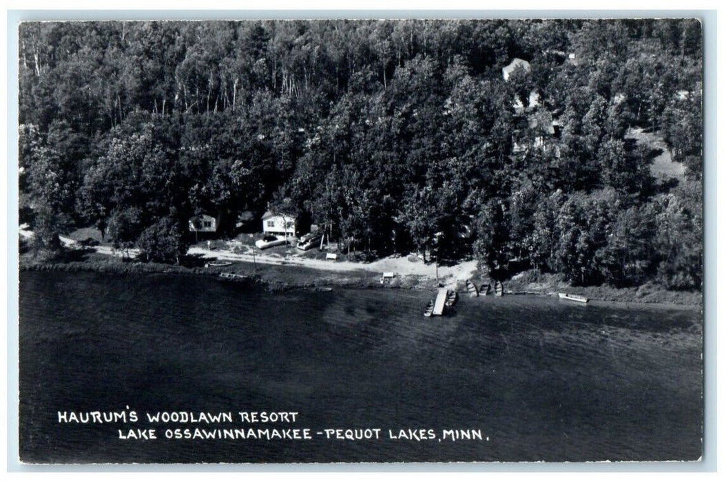 1963 Haurum's Woodlawn Resort Ossawinnamakee Pequot Lakes MN RPPC Photo Postcard