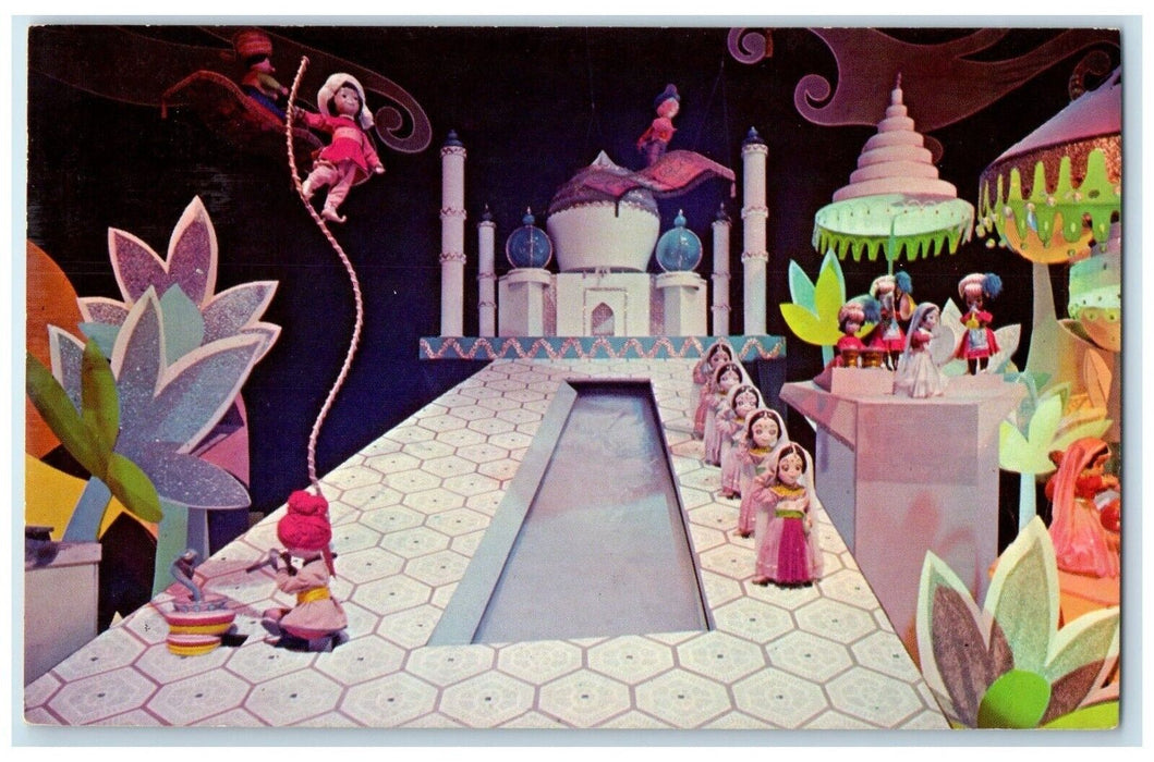 c1960 India It's A Small World India Elegant Tai Mahal Seaways Anaheim Postcard