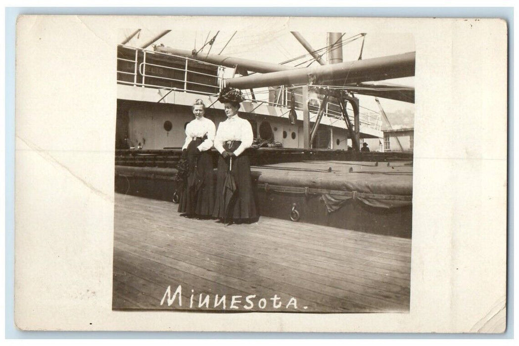 c1910's Women On Ship Deck View Minnesota MN RPPC Photo Unposted Postcard