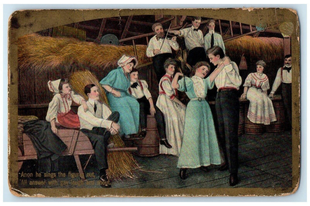 1911 Anon Sings Figure Out Answer Barn Dance Romance Mohawk Tennessee Postcard