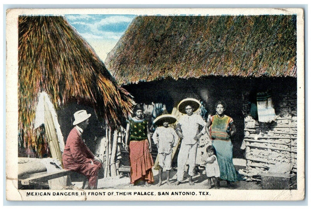 1918 Mexican Dancers Front Palace Exterior San Antonio Texas TX Vintage Postcard
