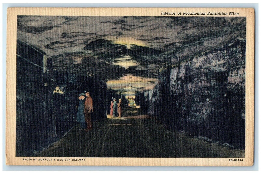 c1940 Interior Pocahontas Exhibition Mine Bluefield West Virginia WV Postcard