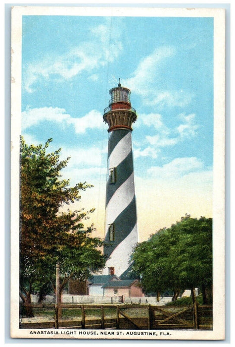 c1920 Anastasia Light House Near Tower St. Augustine Florida FL Vintage Postcard