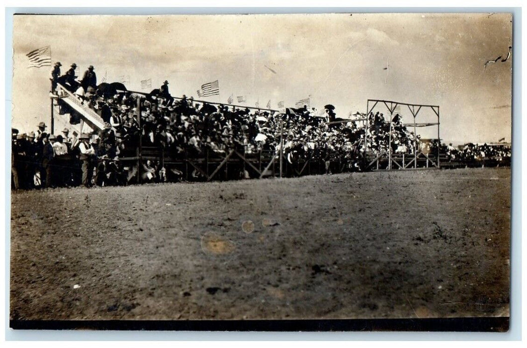 c1909 Rodeo Crowd Stand View Cody Wyoming WY RPPC Photo Unposted Postcard