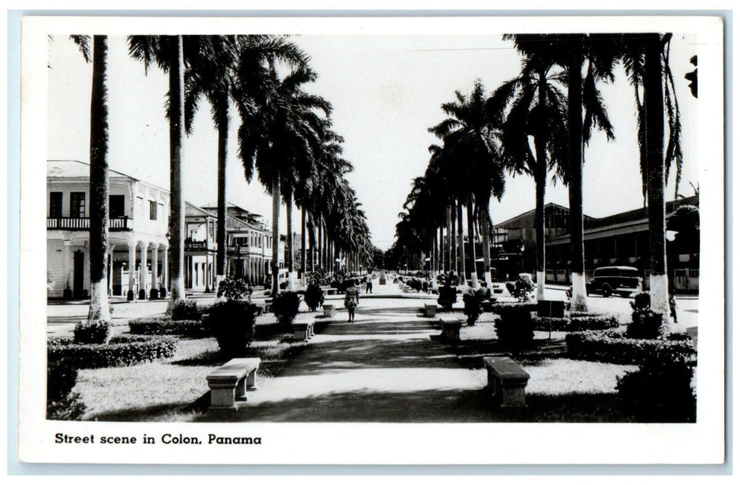 c1950's Street Scene in Colon Panama Cunard Line RPPC Photo Postcard