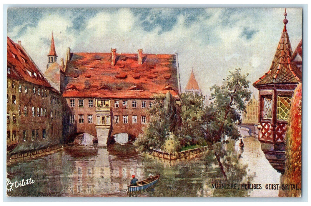 c1910 Holy Spirit Hospital Nuremberg Germany Oilette Tuck Art Postcard