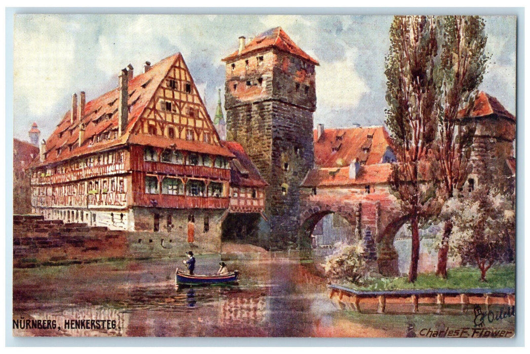 c1910 Executioner's Bridge Nuremberg Germany Oilette Tuck Art Postcard