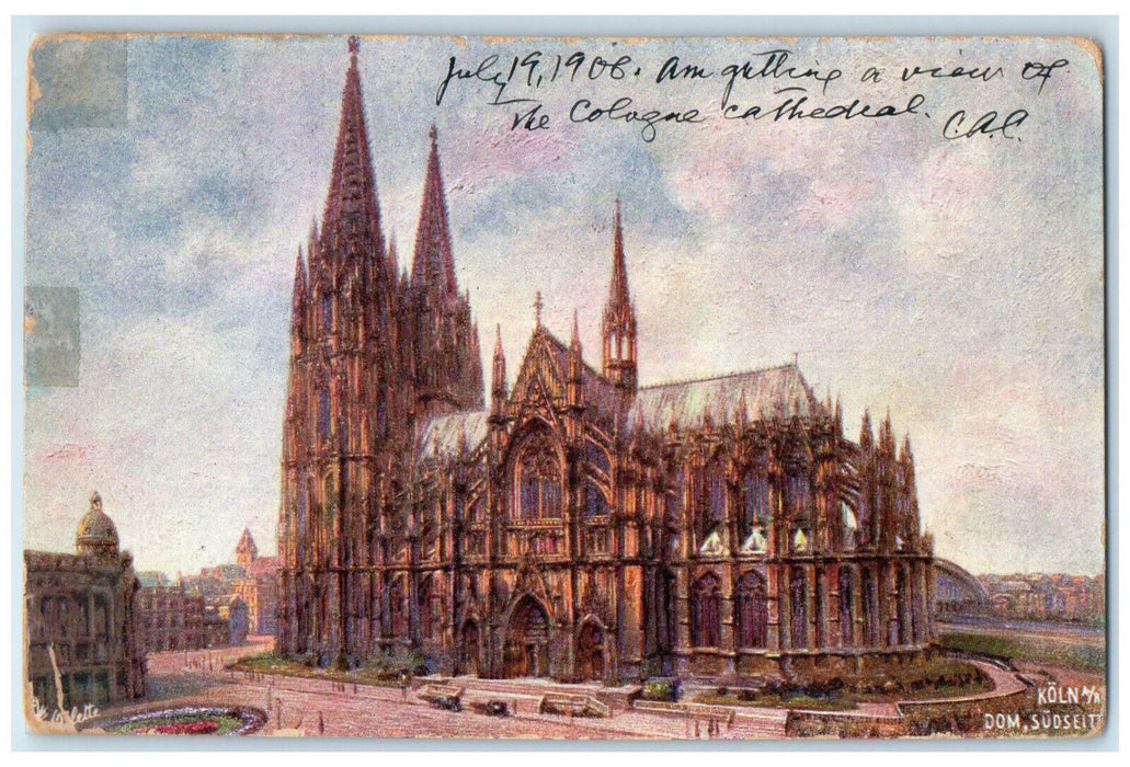 1906 The Cathedral at Cologne Germany Posted Oilette Tuck Art Postcard