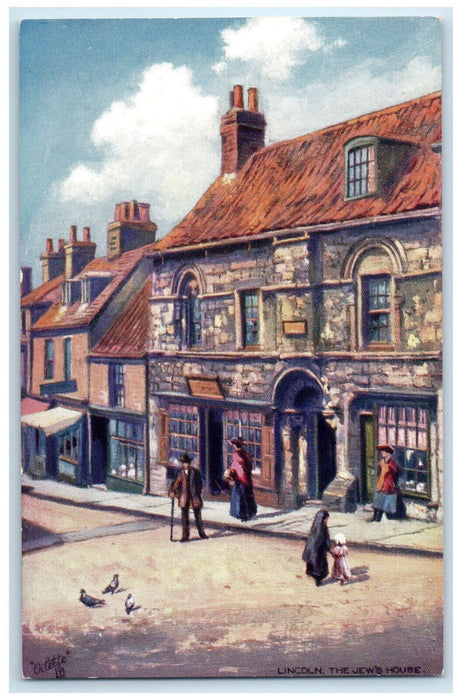 c1910 The Jew's House Lincoln England Unposted Oilette Tuck Art Postcard