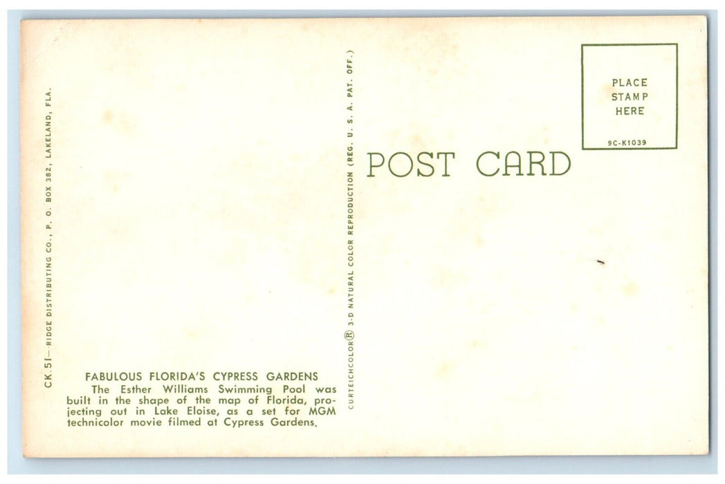c1960 Fabulous Florida Cypress Gardens Esther Williams Swimming Pool FL Postcard