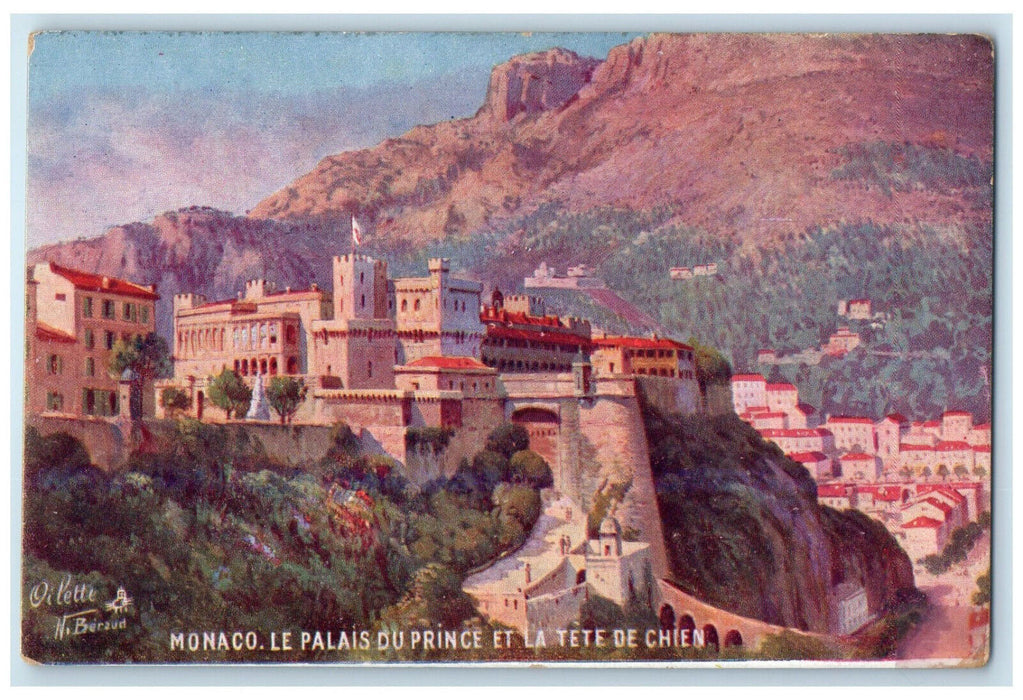 c1910 The Prince's Palace and the Dog's Head Monaco Tuck Art Postcard