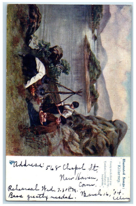 1904 Cooking in Camp Illustrated Songs Killarney Oilette Tuck Art Postcard