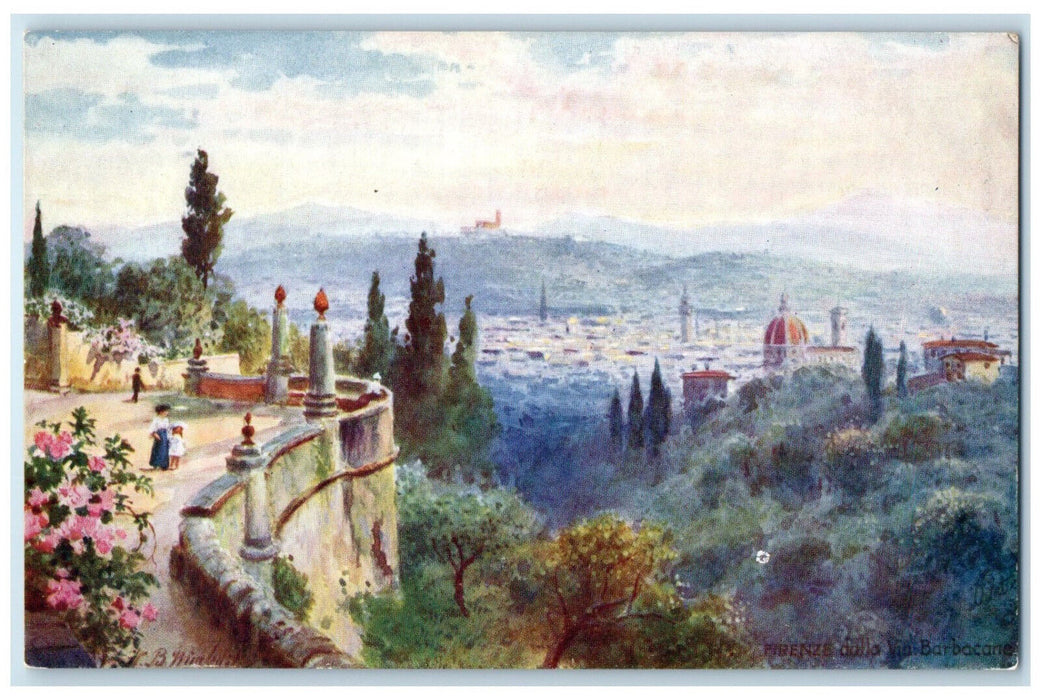 c1910 Panorama from Via Barbacane Florence Italy Oilette Tuck Art Postcard